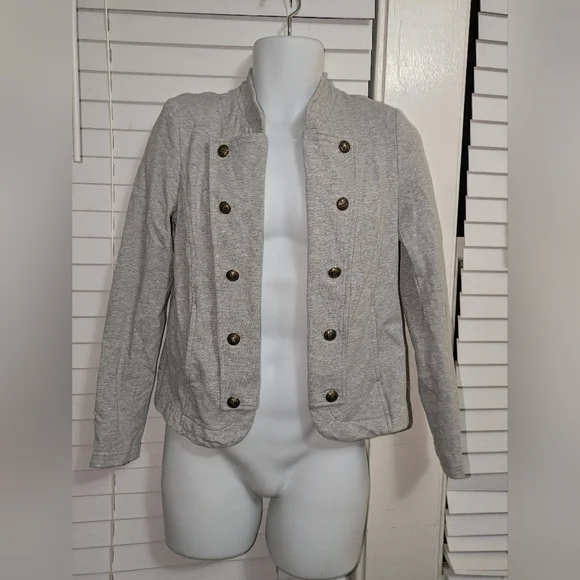 Tommy Hilfiger Womens Gray Band Jacket Blazer with Stand-Up Collar GUC Size S - Picture 2 of 8